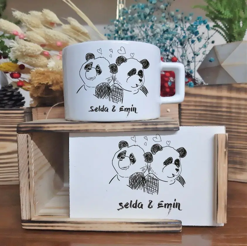 

Personalized Cute Pandas Wooden Box and Luxury Cup