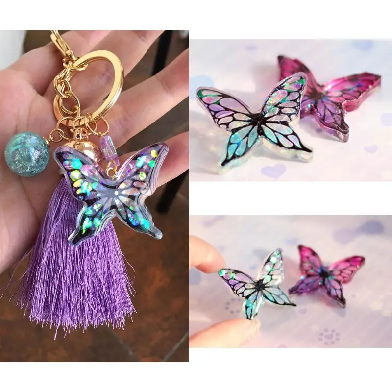 

6Pcs Butterfly Wing Resin Fillings Cicada Vivid Wing Pendant Resin Mold Fillers N58F