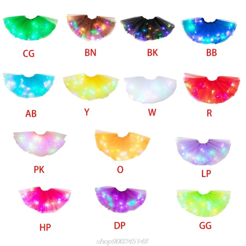 

Women Girls Neon Colorful LED Ballet Dance Tutu Skirt Pleated Layered Tulle Light Luminous Dress Party Costume M15 21 Dropship