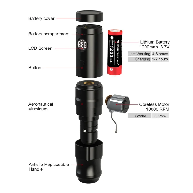 Новая Беспроводная Машинка для тату ручки с японским мотором без сердечника 2
