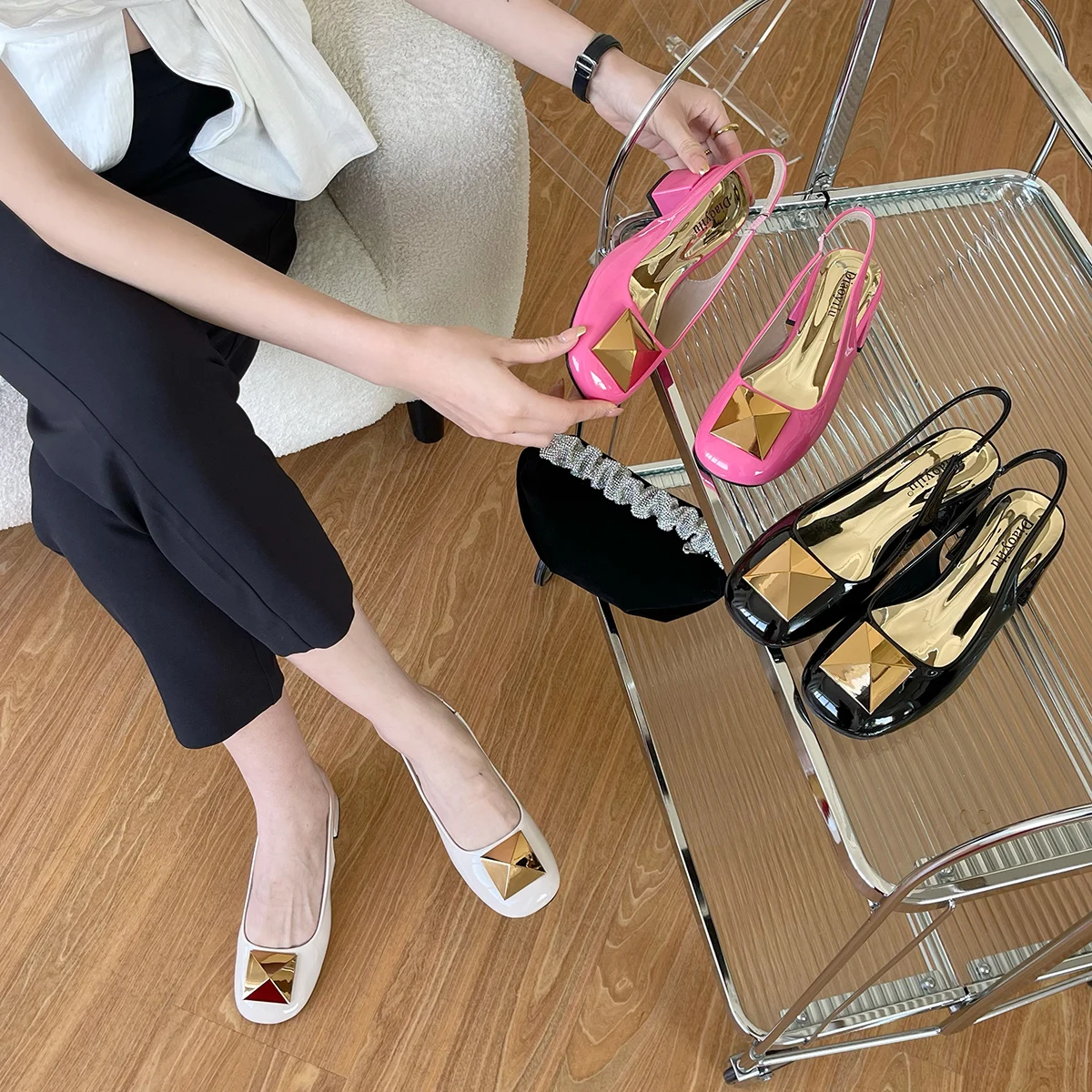 

Luxury Brand Design New High Heels Horsebit Mary Jane Women's Shoes Square Toe Thick Heel Single Shoes Ladies Mid-Heel Sandals
