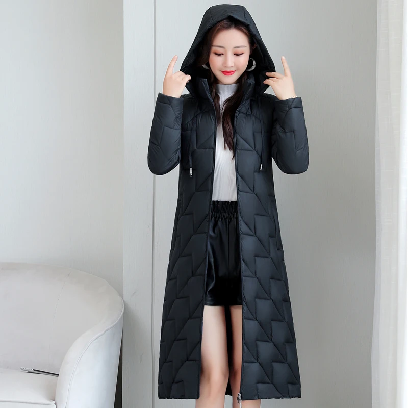 Casual Woman Parkas Winter Hooded Fashion Long Coat Women Elegant Warm Zipper Solid Cotton Winter Jackets Female Outwear Vintage