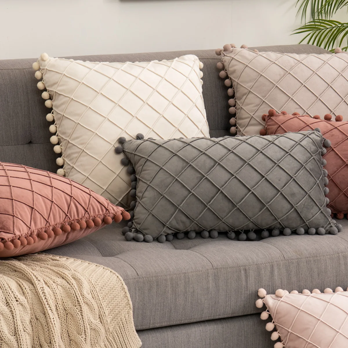 

Чистый белый Фотофон с помпонами, мягкий бархатный Фотофон, скандинавский кружевной рисунок 45x4 5 см/30x50 см