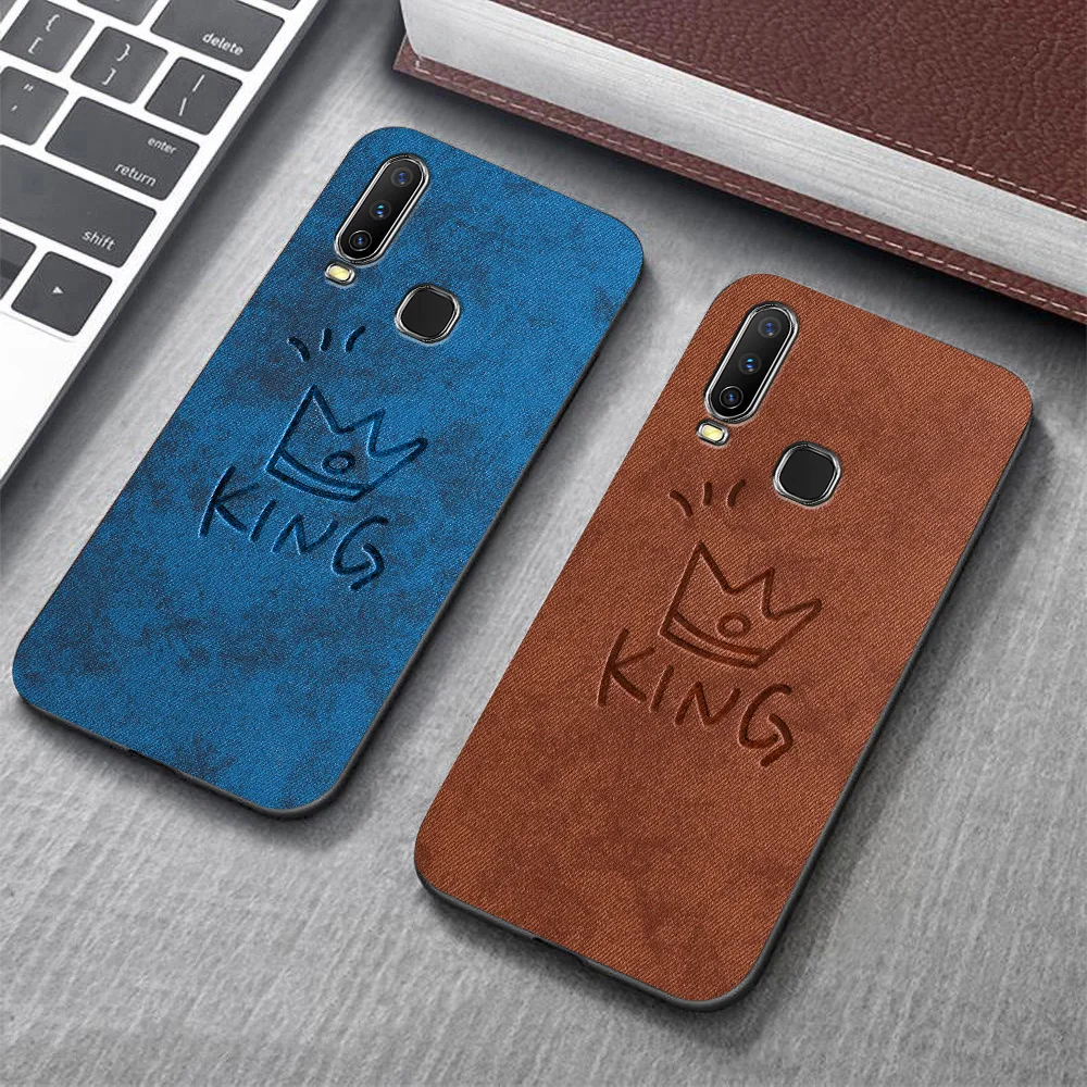 

Fabric Skin Case For Vivo X50 Pro X30 X27 Case Vivo V15 Pro V11i S6 V11 X21i X21 V19 Case Luxury Leather Texture Skin Back Cover