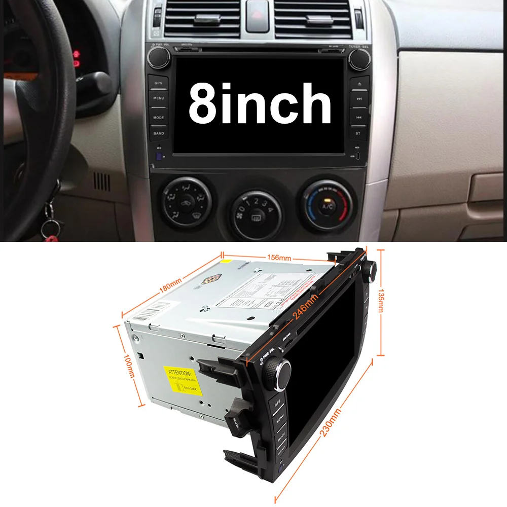 Автомобильный мультимедийный dvd плеер Eunavi 8 ядер 2 din Android 9 для Toyota Corolla 2007 2011 2din