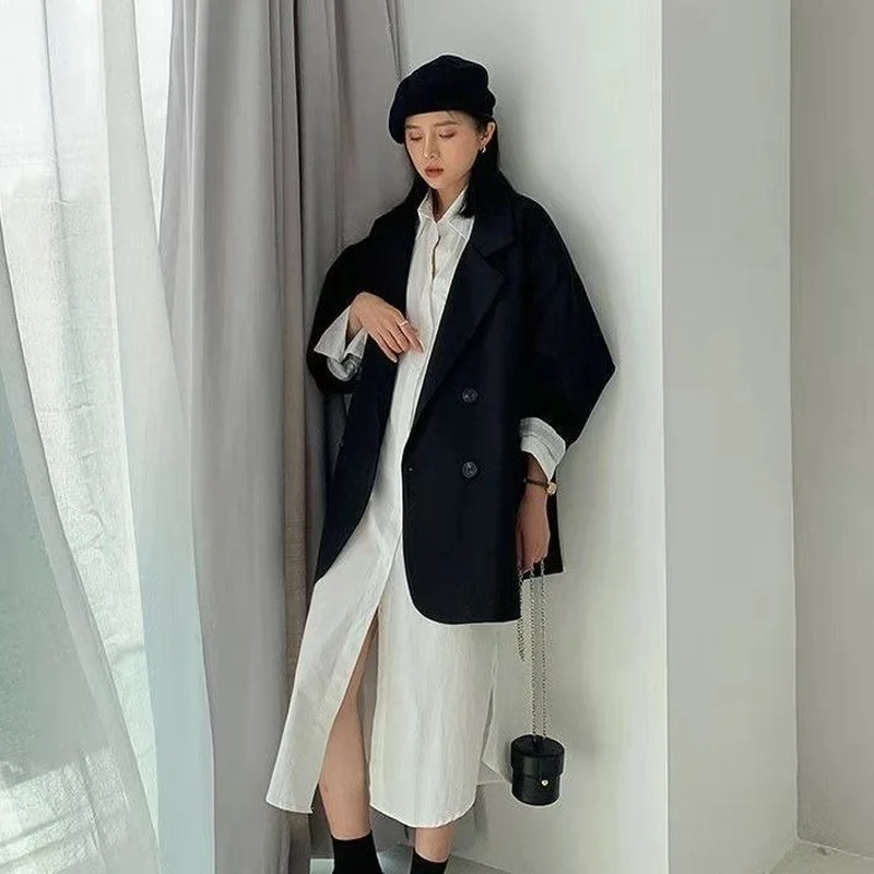 

Women Minimalist Solid Outwear Loose Elegant Retro Official Fashion High Street Feminine All-match Spring Comfortable