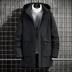 Мужской деловой Повседневный длинный пуховик, Высококачественная Толстая зимняя куртка с защитой от ветра, новинка 2021