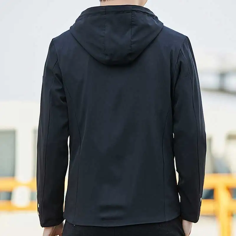 

Men's Jacket Autumn Winter New Trend Fashion Solid Color Hooded Coat Long-Sleeved Casual Windbreaker Outwear Men's Clothing Tops