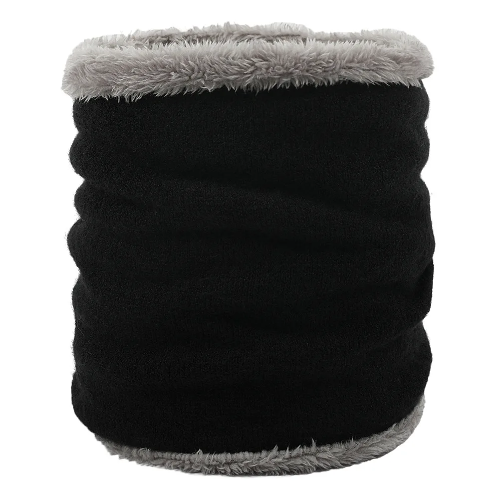 Меховой воротник мужской теплый вязаный шейный двухслойный толстый шарф с