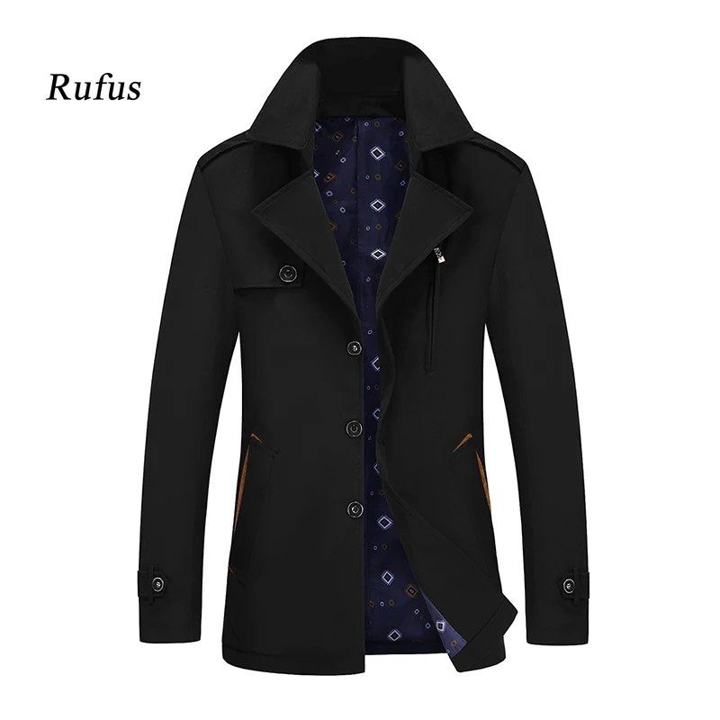 Мужской Тренч модная ветровка весенне осенние пальто одноцветные тонкие тренчи