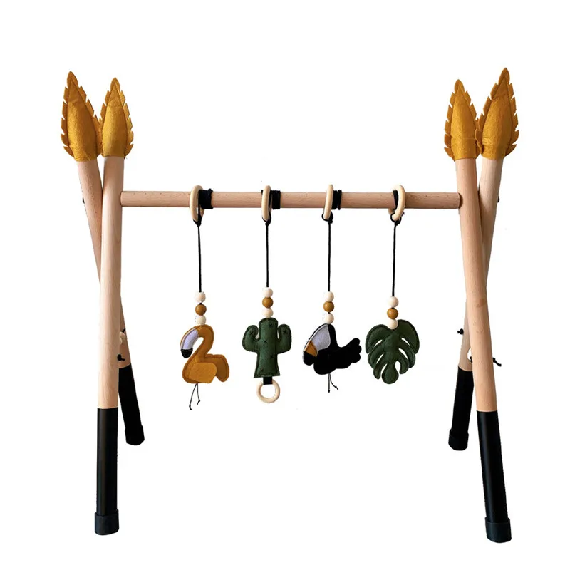 Nordic Baby Activity Gym Play Nursery Sensory Ring-pull Toy Wooden Frame Infant Room Toddler Clothes Rack Gift Kids Room Decor