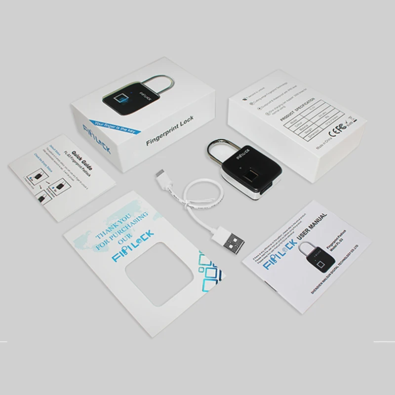 Fipilock Smart Fingerprint Lock Keyless USB Rechargeable Access IP65 Waterproof Anti-Theft Security Padlock Door Luggage Lock
