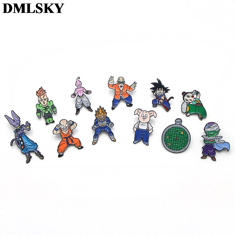 DMLSKY аниме Dragon Ball Z мультфильм Металлические Булавки эмалированные Броши для женщин и мужчин Нагрудный значок для рюкзака джинсовая булавка Воротник Подарок M4092