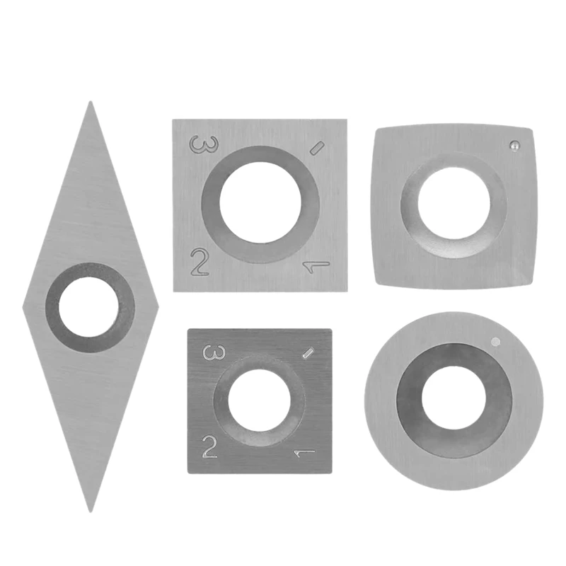 

5Pcs Tungsten Carbide Cutters Inserts Set for Wood Lathe Turning Tools Supplied with 5 Pcs Screws