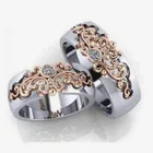 Обручальное кольцо в стиле ретро, с ажурным узором розы, два цвета, Подарок на юбилей, размер 6-11