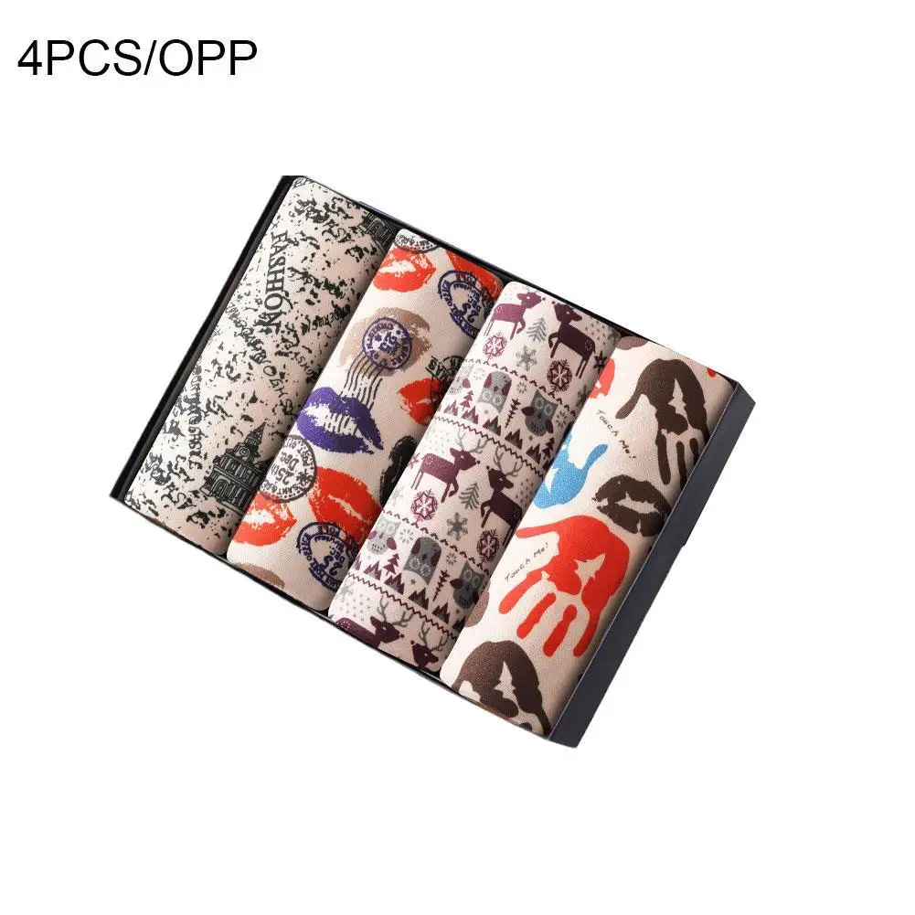 4pcs/Lot Fashion Sexy Printed Large Size Men’s Underwear Sets Slip Men Boxer Shorts Homme Lingerie Panties Underpants