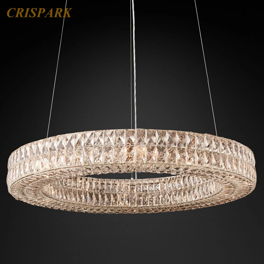 Круглая Хрустальная винтажная люстра светодиодный светильник в современном