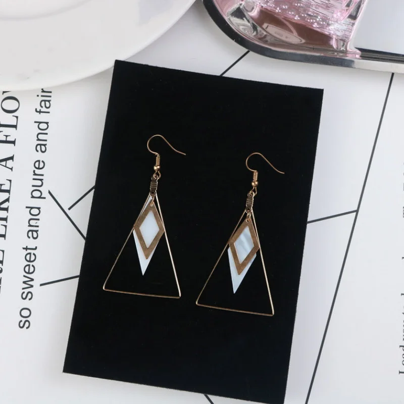 

Triangle Hollow Geometric Golden Earrings Birthday Present Party Jewelryv