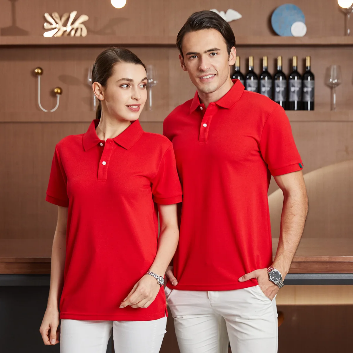 

Red/Green Stripe Men and Women Summer Polo Shirts Solid Color Business Casual Work Shirt Top Golf Jersey Lapel Short Sleeve Tee