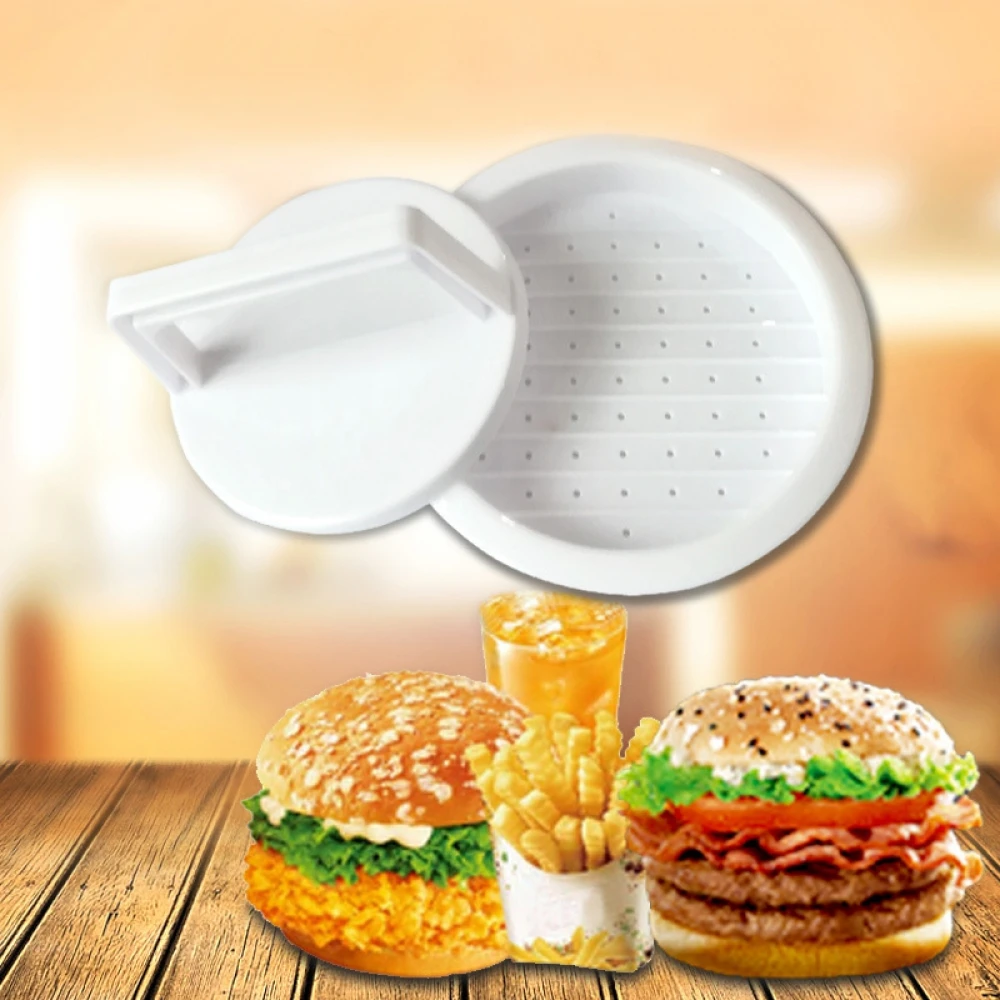 

1 Set Maker Food-Grade Plastic Hamburger Meat Beef Grill Burger Press Patty Maker Tool Round Shape Hamburger Press For Kitchen