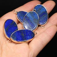 natural stone pendants flat oval lapis lazuli charms for jewelry making necklace earring gifts 20x35mm