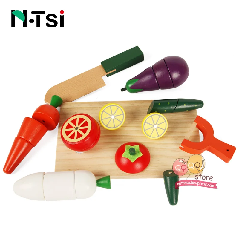 Vegetables Set N-Tsi деревянные пищевые группы овощи магнитные рыболовные кухонные игрушки ролевые игры Развивающие детские подарочные игрушки для детей - Цвет: Vegetables Set