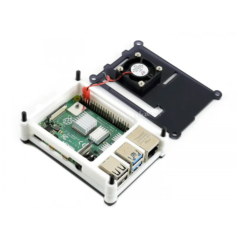 Waveshare черный/белый акриловый чехол для Raspberry Pi 4 Модель B с охлаждающим