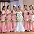 Розовое Атласное плиссированное платье-русалка без рукавов, на молнии, для подружек невесты, свадебной вечеринки, пикантные платья подружек невесты