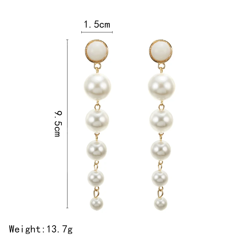 

2021 Trend Simulation Pearl Long Earrings Female White Round Pearl Wedding Pendant Earrings Fashion Korean Jewelry Earrings