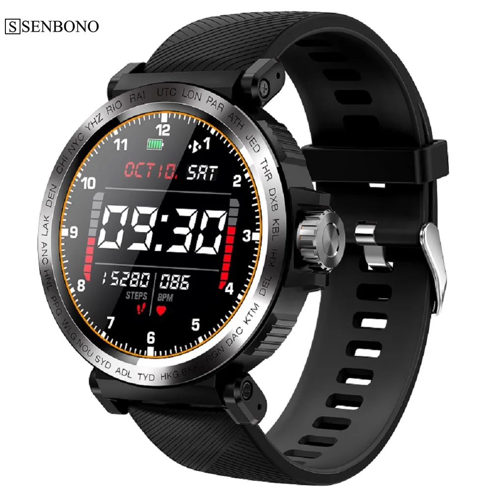 SENBONO S18 полноэкранные сенсорные Смарт часы IP68 Водонепроницаемые мужские