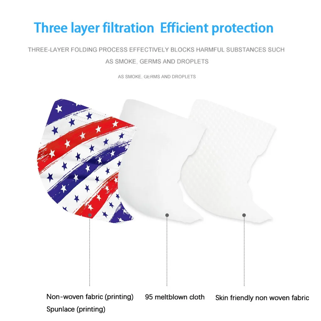 

50PC Lovely Print Children's star Mask Disposable Face Mask 3 Ply Ear Loop Dust Breathable Earloops Face Mouth Disposable