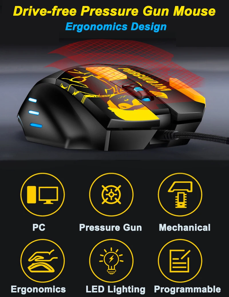 4800DIP USB Оптическая Проводная игровая мышь для ноутбука, настольного компьютера, мышь без привода, кабель для пистолета, мышь для геймера, эргономичные мыши
