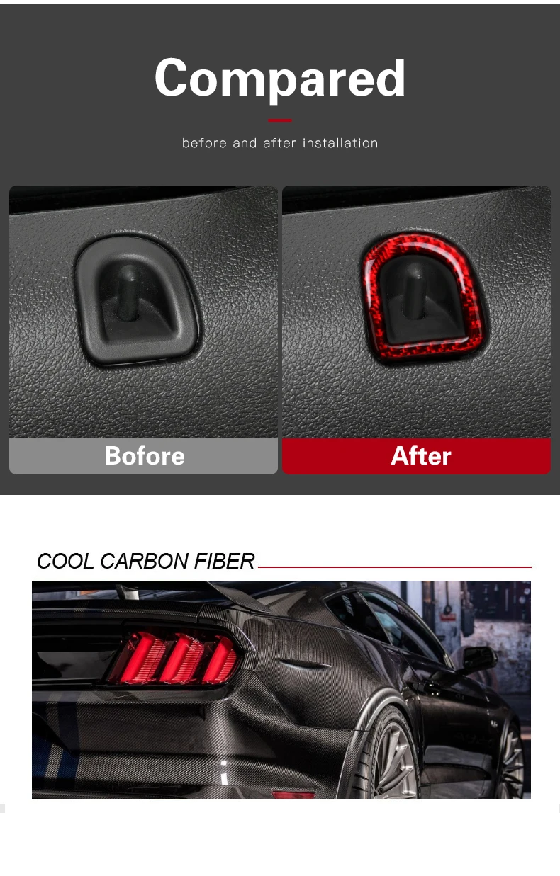 TPIC для Ford Mustang 2009-2013 наклейки из углеродного волокна автомобильный фиксатор замка двери Кнопка рамка-накладка крышка отделка автомобиля Стайлинг Аксессуары