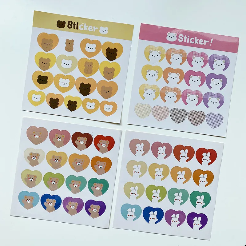 Милые Мультяшные наклейки Ins в форме кролика медведя любовь форма градиент цвета