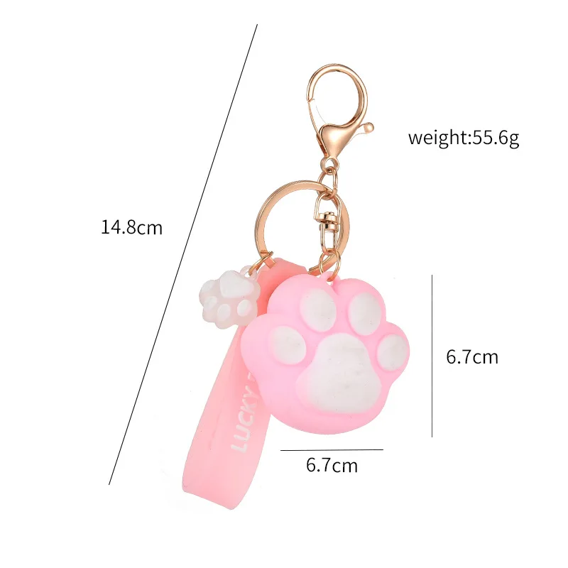 

Cartoon Cute Keychain Dog Cat Paw Key Chain PVC Key Ring Holder Figure Pendant Chaveiros Llaveros Gift