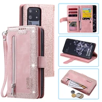 new 9 cards zipper flip leather case for samsung s21 s20 fe s20 ultra s10 s8 s9 plus a71 a552 a50 a82 a72 wallet book phone case
