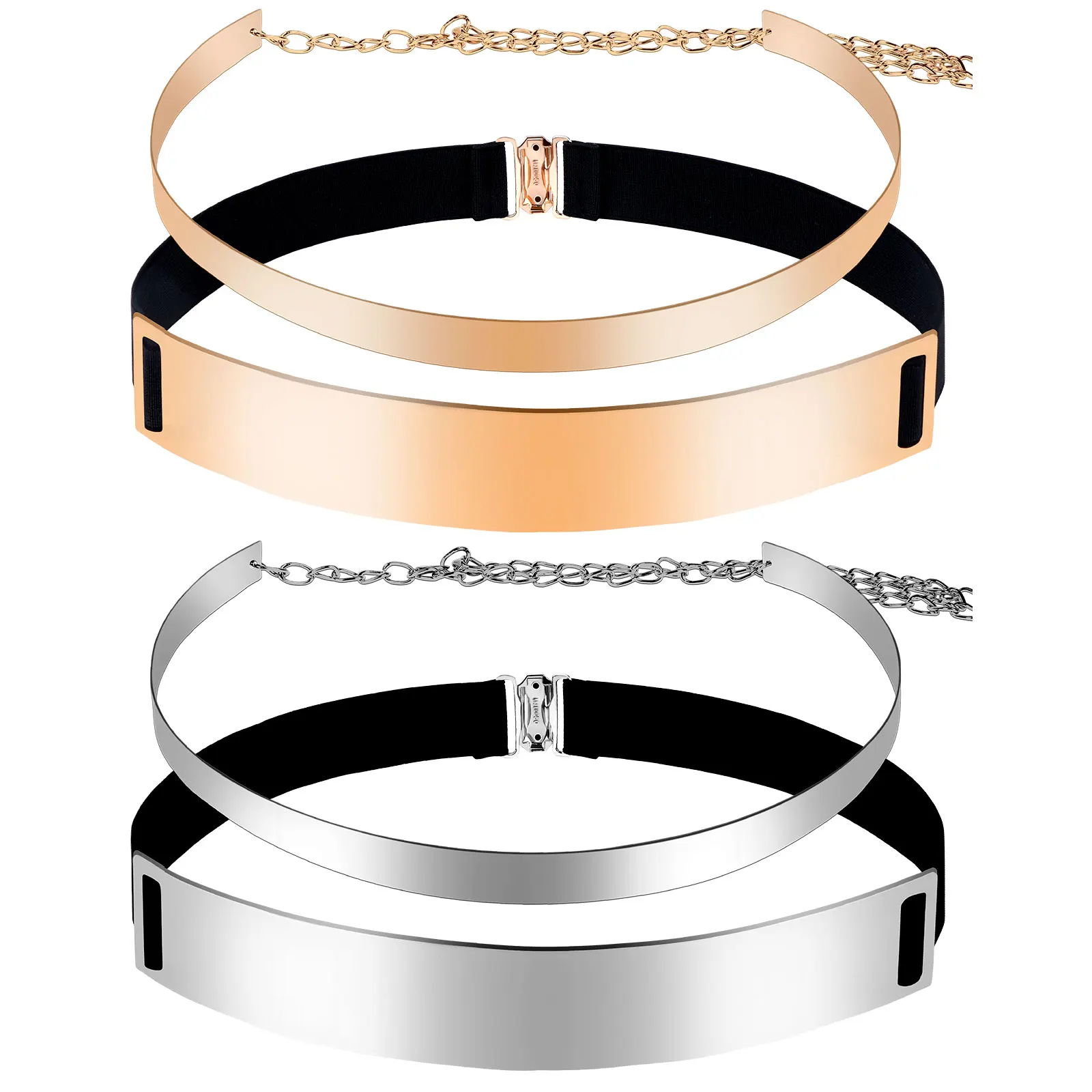 

4pcs Women's Girdle Mirror Elastic Stretch Wide Waist Belts Fashion Adjustable Metal Waist Belt Ladies Mirror Women Dress Belts