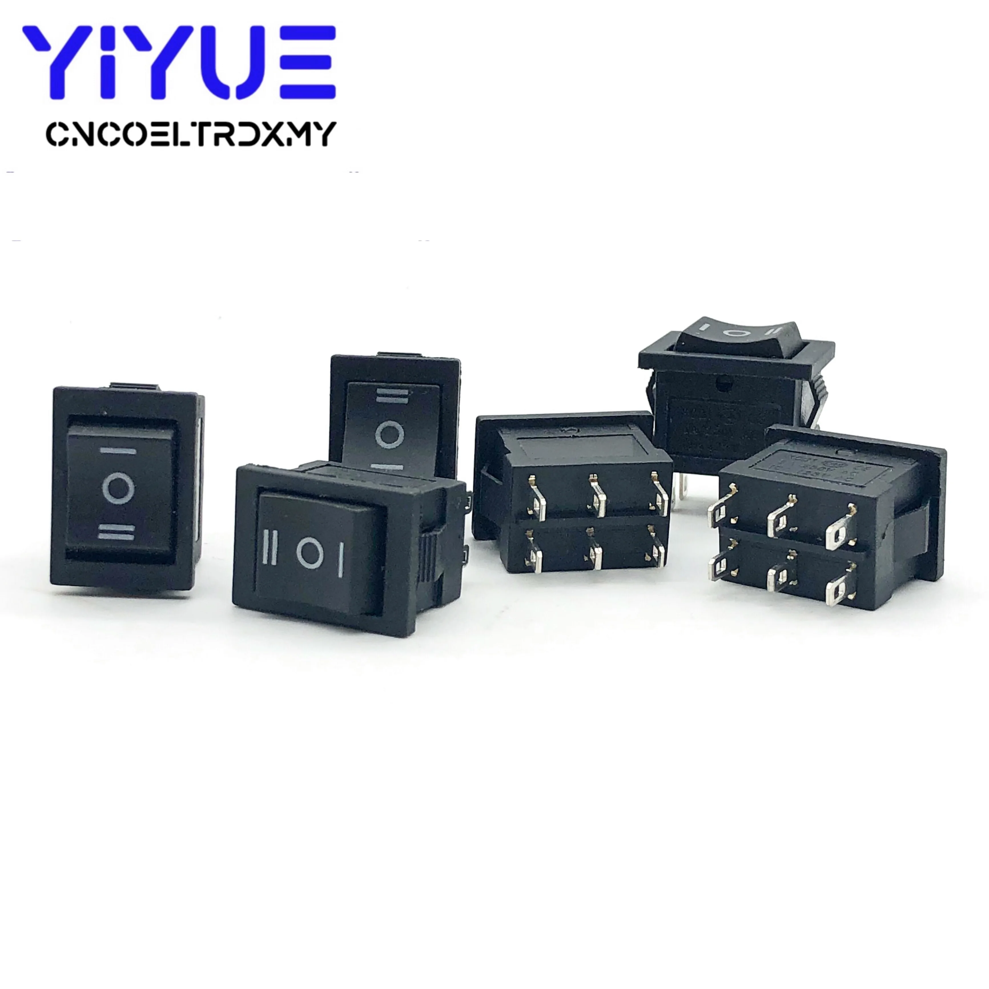 

10pcs Push Button Switch 15*21mm 3 Position 6 Pins small black KCD1 ON-OFF-ON Boat Rocker Switch 6A/250VAC 10A/125VAC