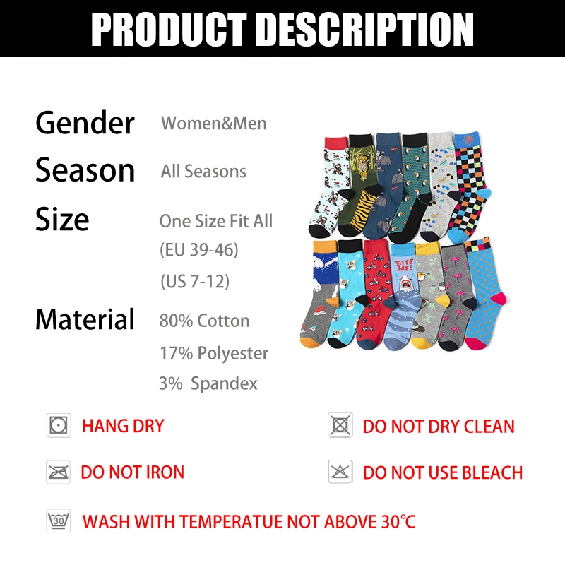

Funny Socks Men Novelty Design Wave striped table tennis Casual Dressing Business Color Harajuku Fashion Socks