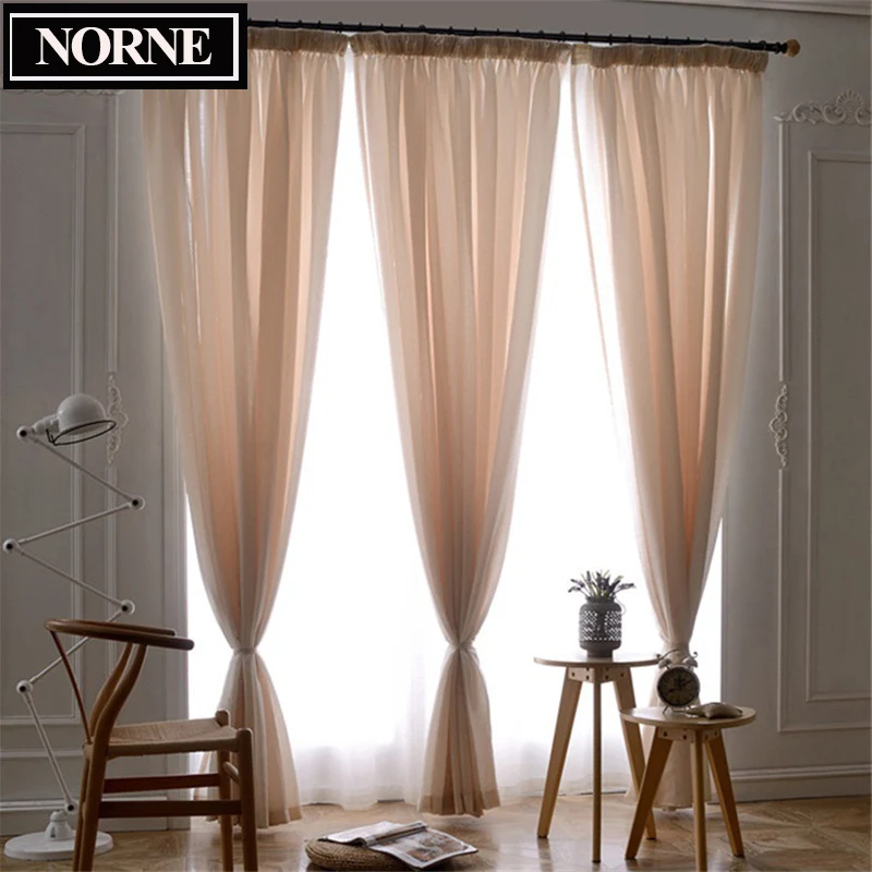 NORNE декоративная полупрочная белая прозрачная занавеска вуаль панели для