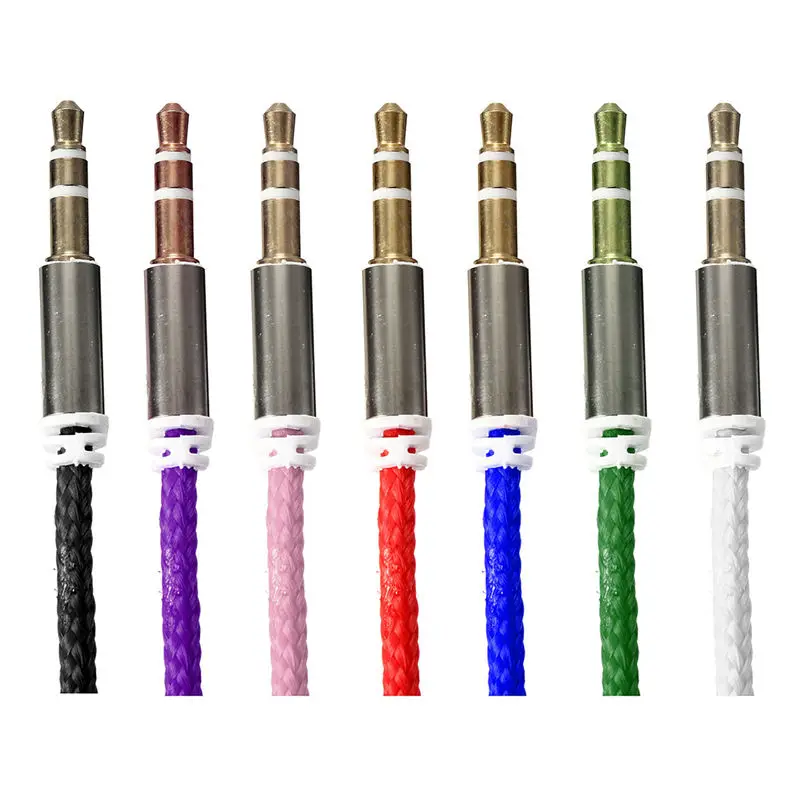 

3.5mm Braided 1m Auxiliary Car AUX Male to Male Stereo Audio Cable Cord For Iphone 6 Plus Note 4 3 For Ipod DVD PC MP4 5 New