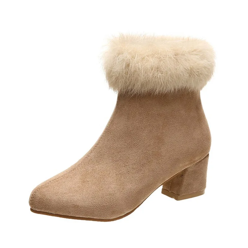 

Женские зимние ботинки, новинка 2021, толстые бархатные зимние модные теплые короткие ботинки большого размера, хлопковая обувь, женская хлоп...