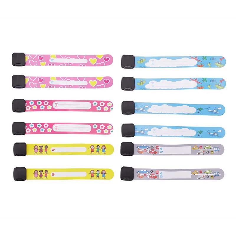 

8/12Pcs Children Travel Outdoor Safe Anti-lost Wristband Reusable Safety Recognition Bracelet For Kids Adjustable Waterproof