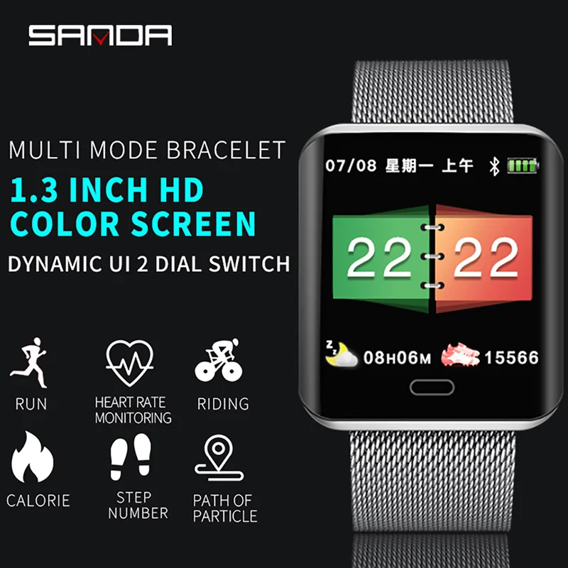 

SANDA Smart Bracelet Heart Rate Blood Pressure Health Waterproof Smart Watch Bluetooth Wristband Sleep Tracker Reloj inteligente