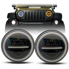 Автомобильные аксессуары, светодиодная фара 80 Вт 7 дюймов для Jeep Wrangler TJ JK с галогенными ангельскими глазами для Chevy C10 C20 C30