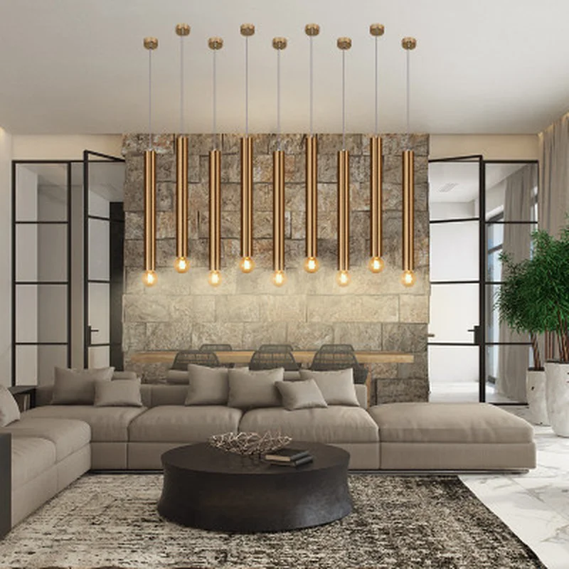 Золотая Подвесная лампа огни направлены вниз Кухня остров обеденный Гостиная