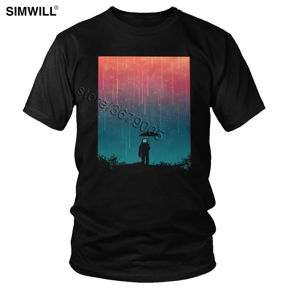 

Men Space Cosmic Downpour Tee Fashion Astronaut Tshirt Short Sleeve Cotton Graphic Shirts O Neck Slim Fit T-shirt Fans Apparel