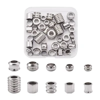 fashewelry 50pcs 10 style 304 stainless steel spacer beads grooved column european metal loose beads for bracelet jewelry making