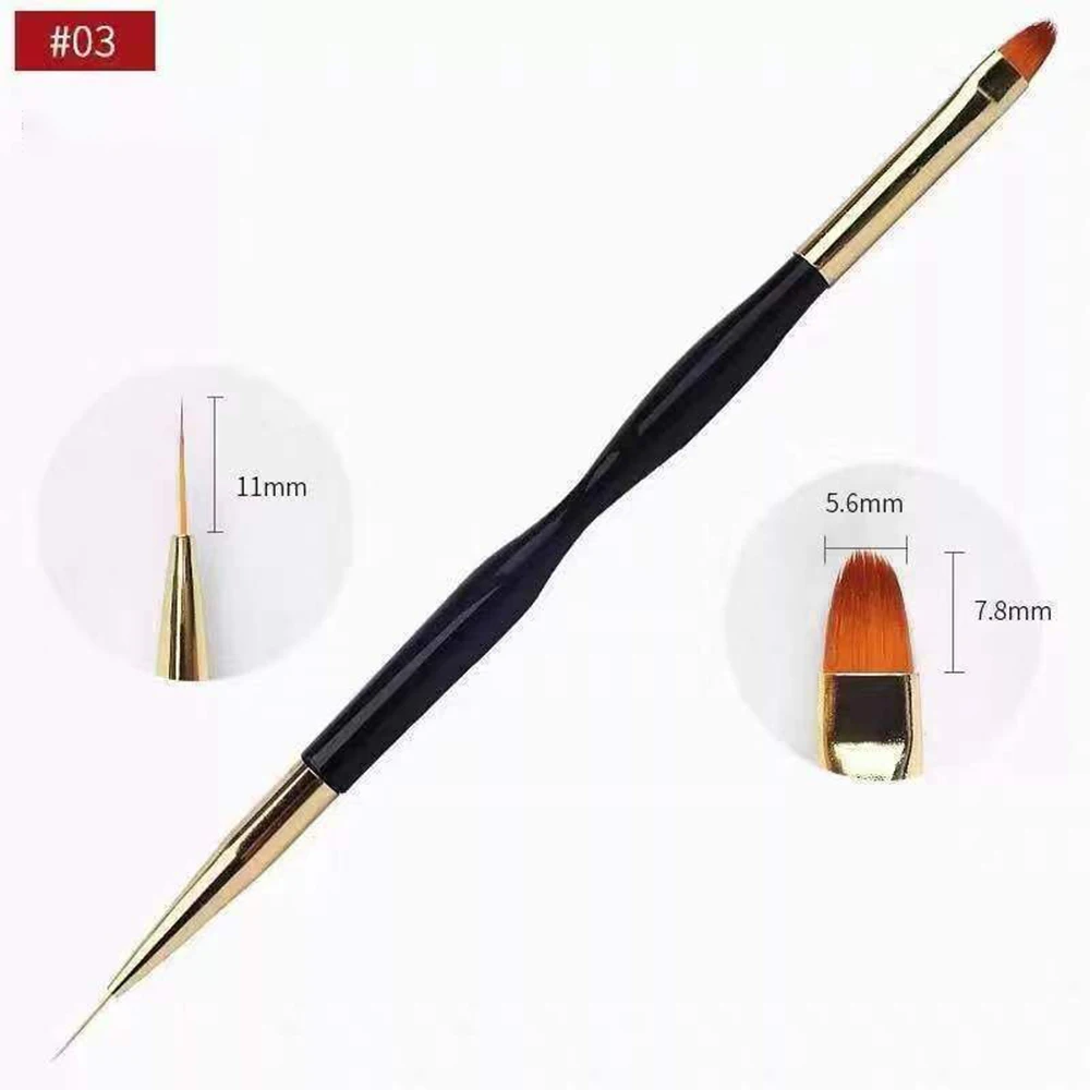 

1Pcs Nail Drawing Pen, Dual End Nail Art Pen Brush Acrylic Round Flat Painting Drawing Liner Nail Tools