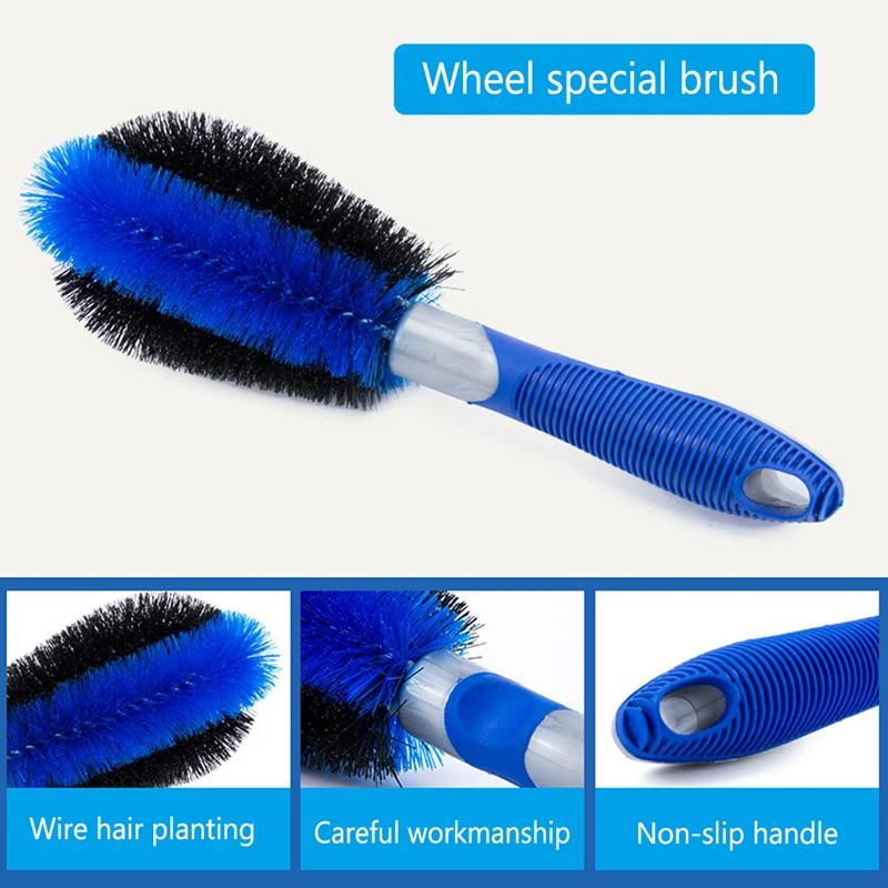 Car Wash Brush Wheel Rim Cleaner With Comfort Grip Handle Auto Clean Detailing Tools |